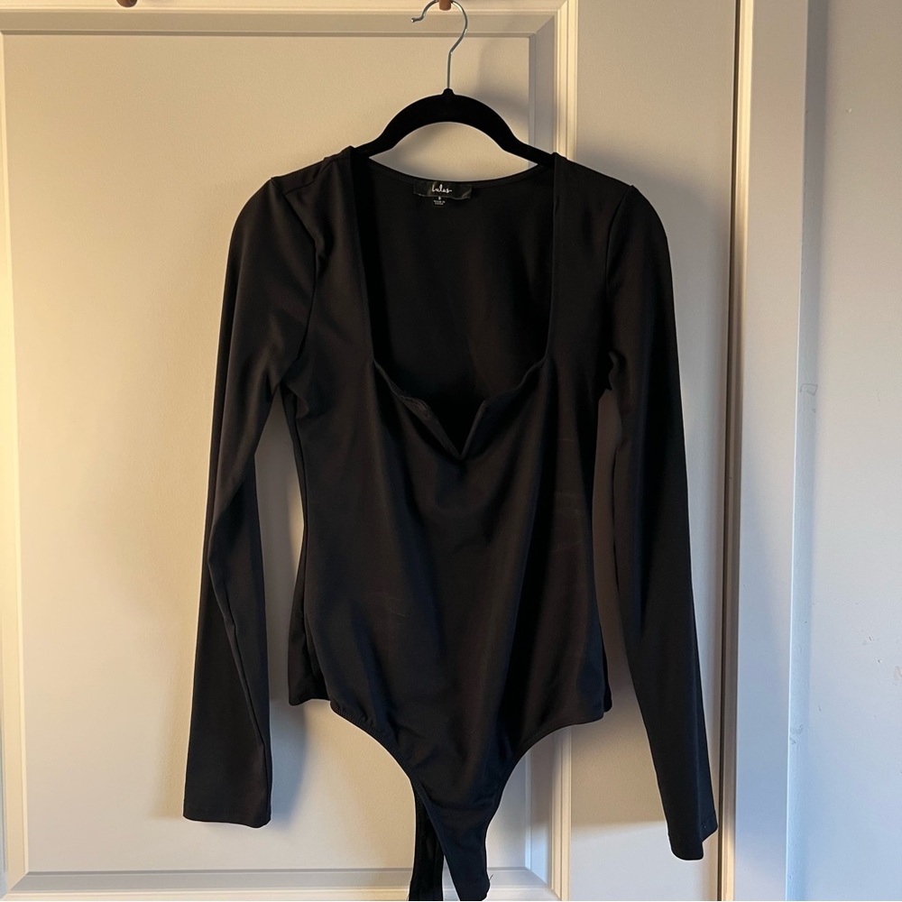 Lulu's Midnight Black Long Sleeve Bodysuit